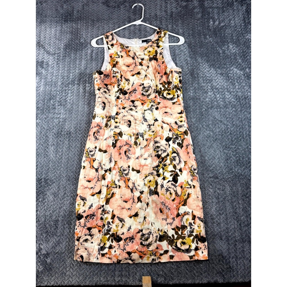 Ladakh Sheath Dress Womens 10 Multicolor Floral Print Cotton Stretch Sleeveless